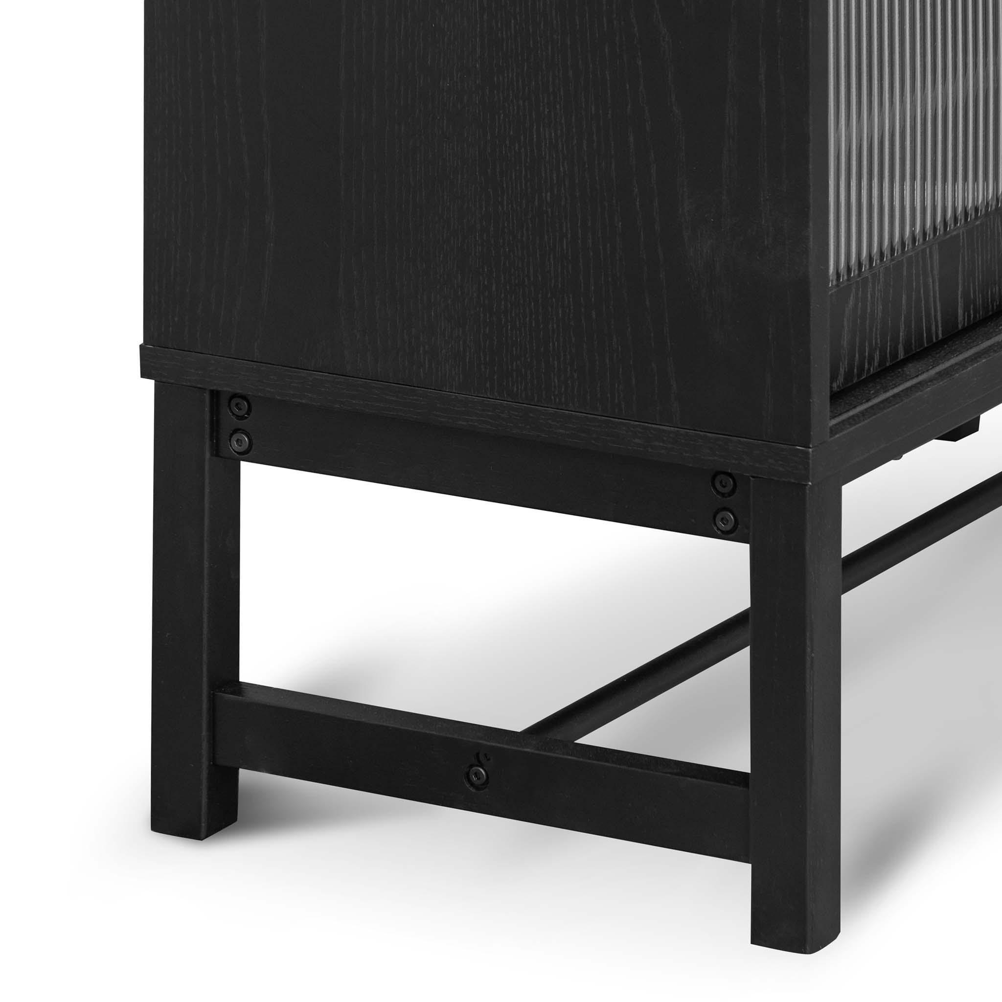 Dame Black Bar Cabinet - Flute Glass Doors