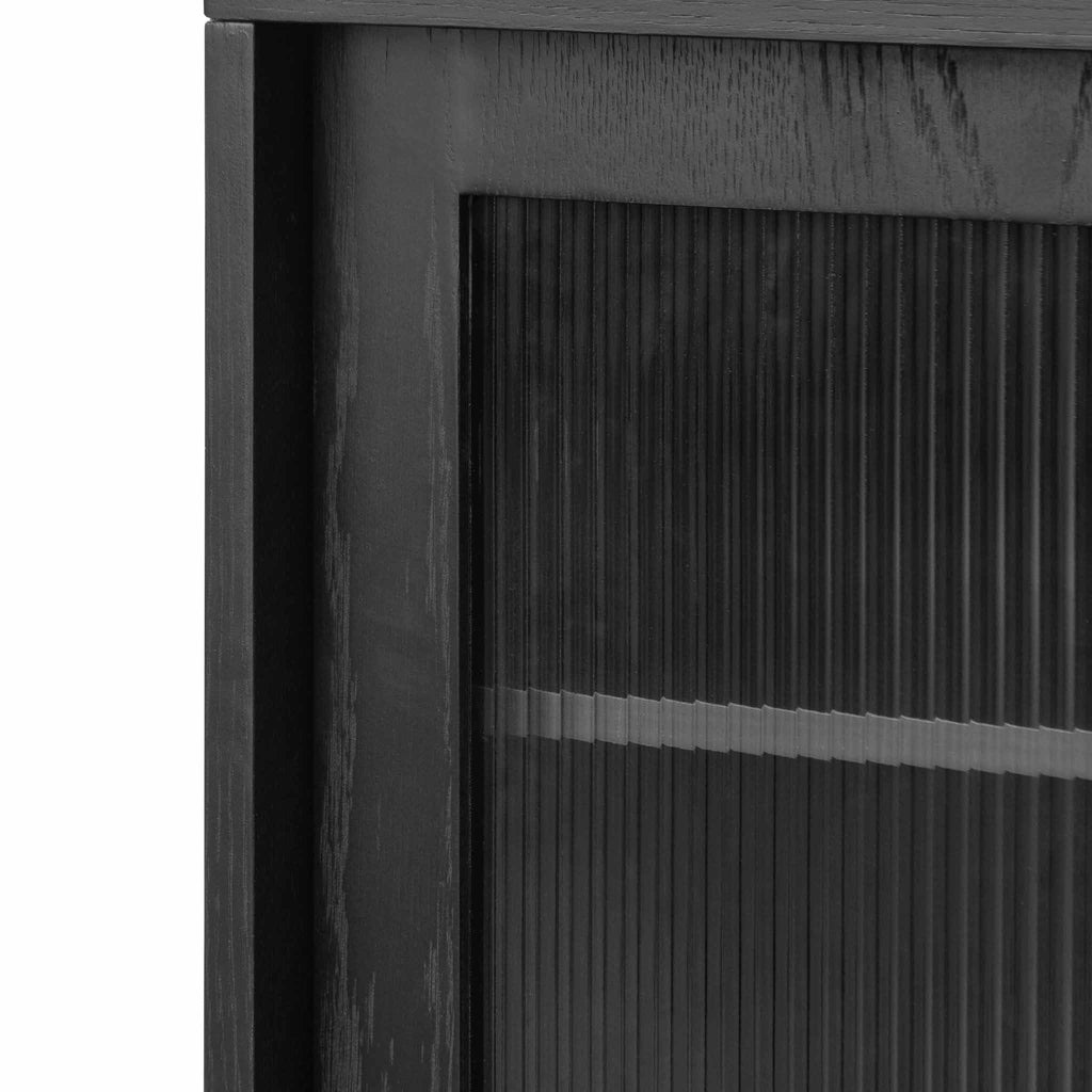 Dame Black Bar Cabinet - Flute Glass Doors