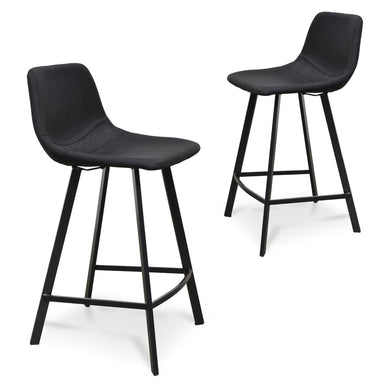 Duke 65cm Bar Stool - Black (Set of 2)