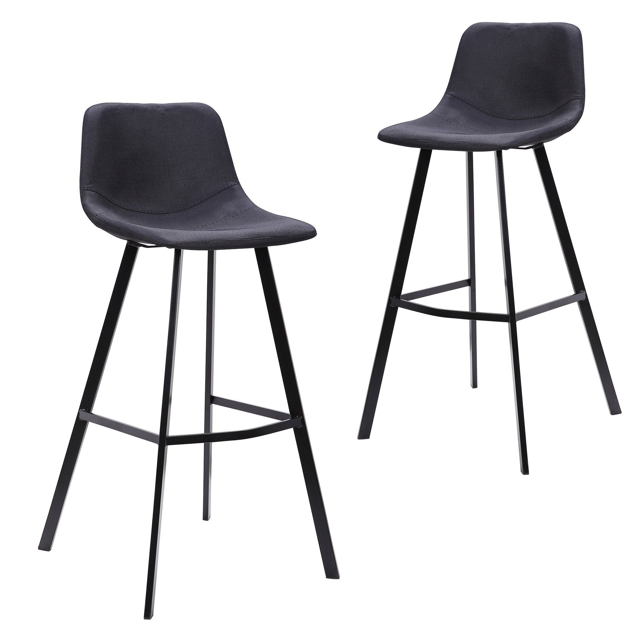 Duke 80cm Bar Stool in Black Fabric (Set of 2)