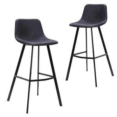 Duke 80cm Bar Stool in Black Fabric (Set of 2)