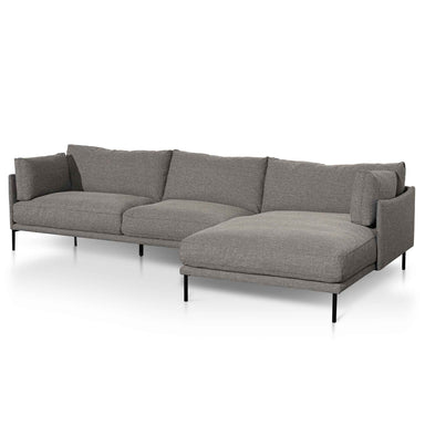 Emilis 4 Seater Right Chaise Fabric Sofa - Graphite Grey