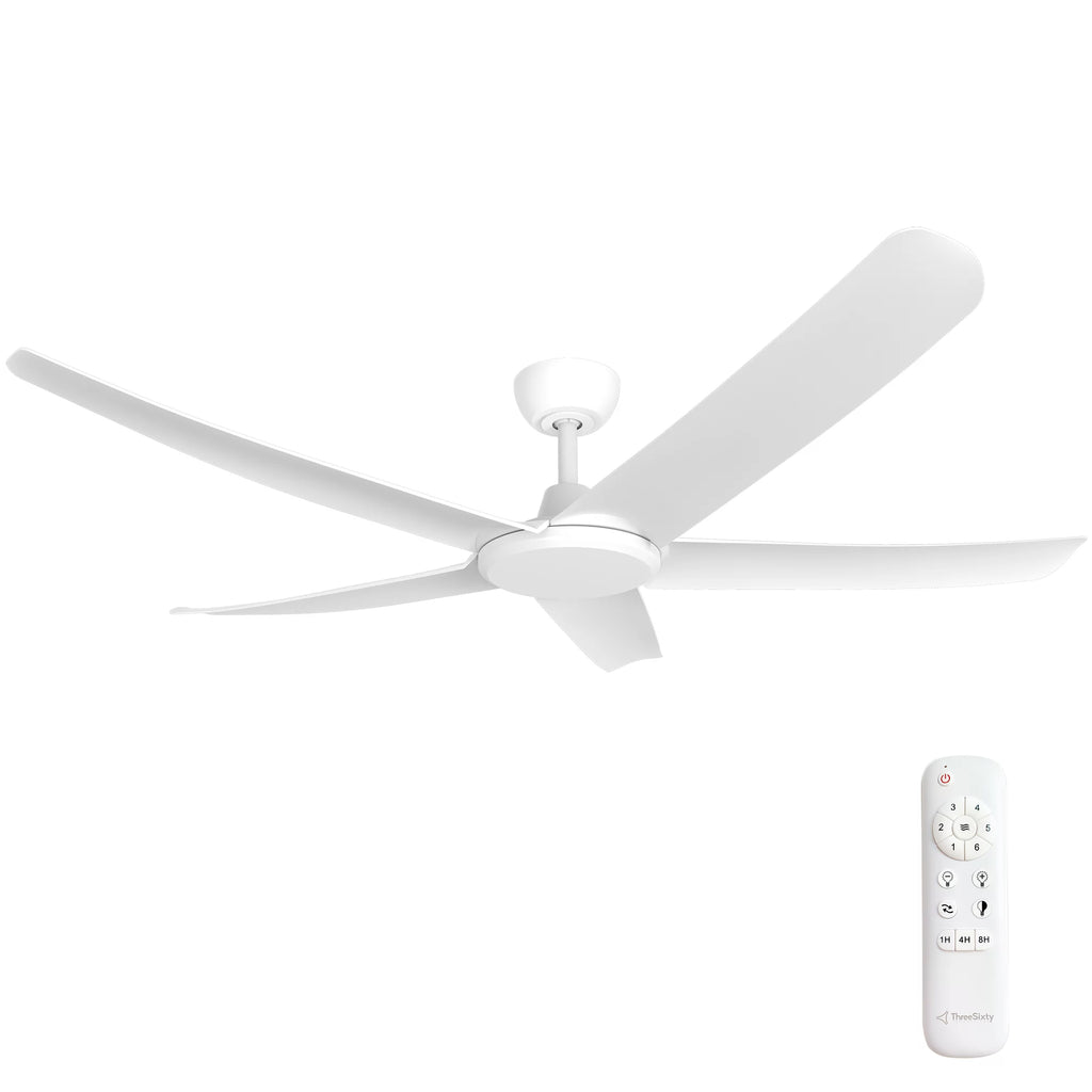 360Fans FlatJET (3/4/5) 56″ (142cm) White Blade DC Ceiling Fan & Remote Control