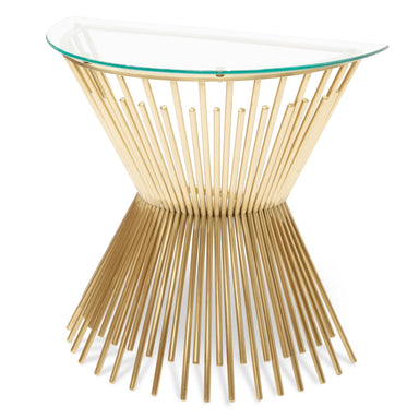 Giovanna Glass Console Table - Brushed Gold Base