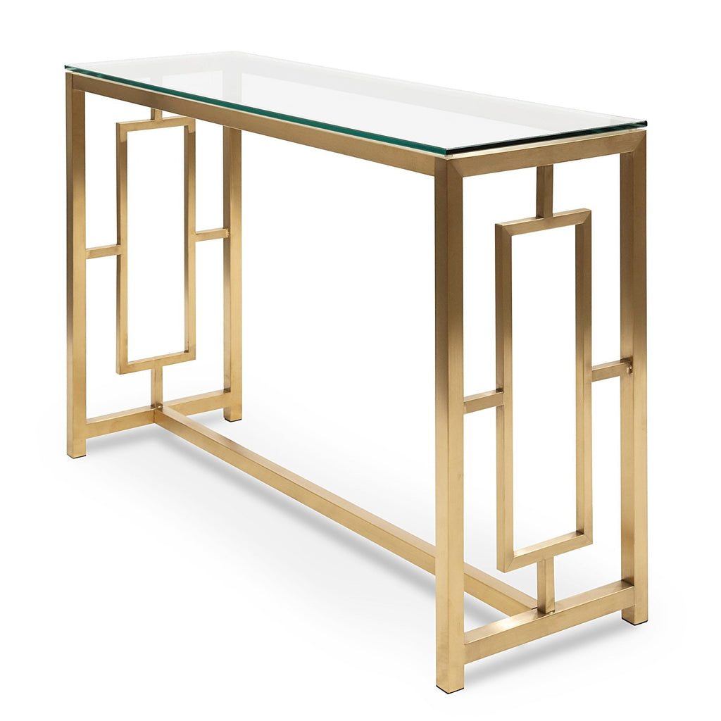 Giovanna Glass Console table - Brushed Gold Base