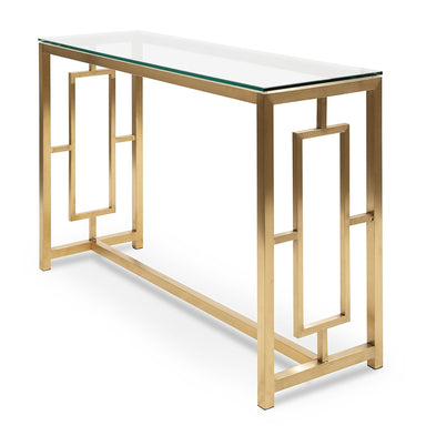 Giovanna Glass Console table - Brushed Gold Base