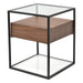 Glass Side Table - Walnut