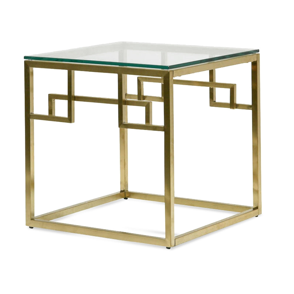 Glass Top side table - Brushed Gold Base
