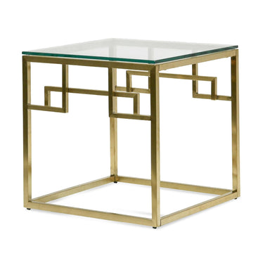 Glass Top side table - Brushed Gold Base