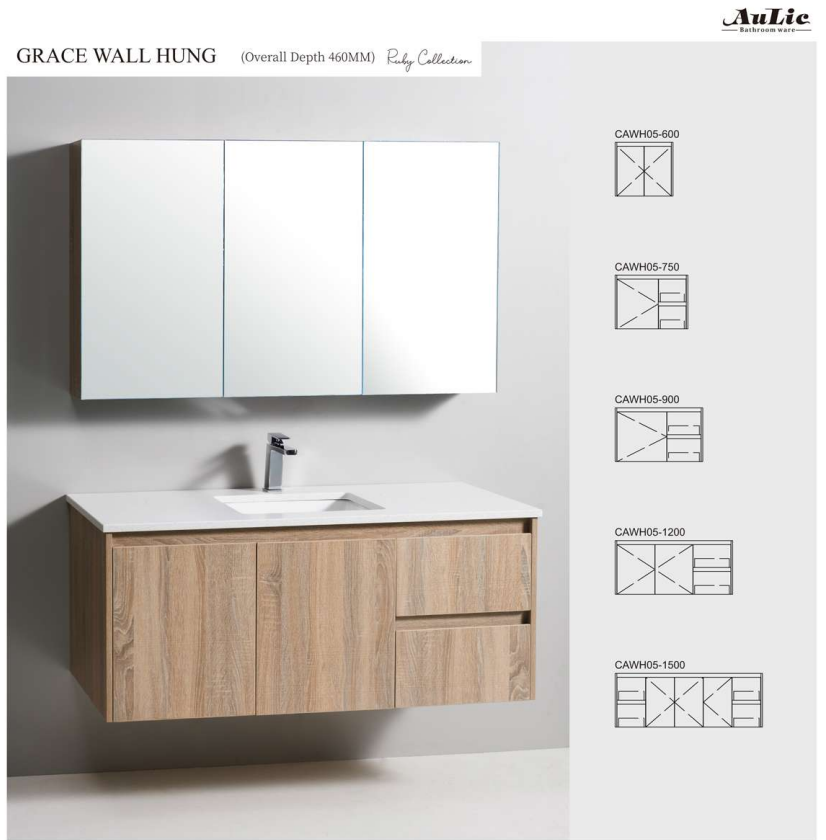 Aulic Grace Wall Hung Finger Pull Vanity