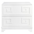 Greek Key Bedside Table - White