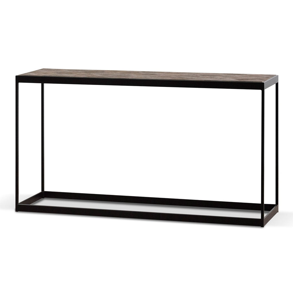Ian 140cm Console Table in Dark Natural - Black Frame