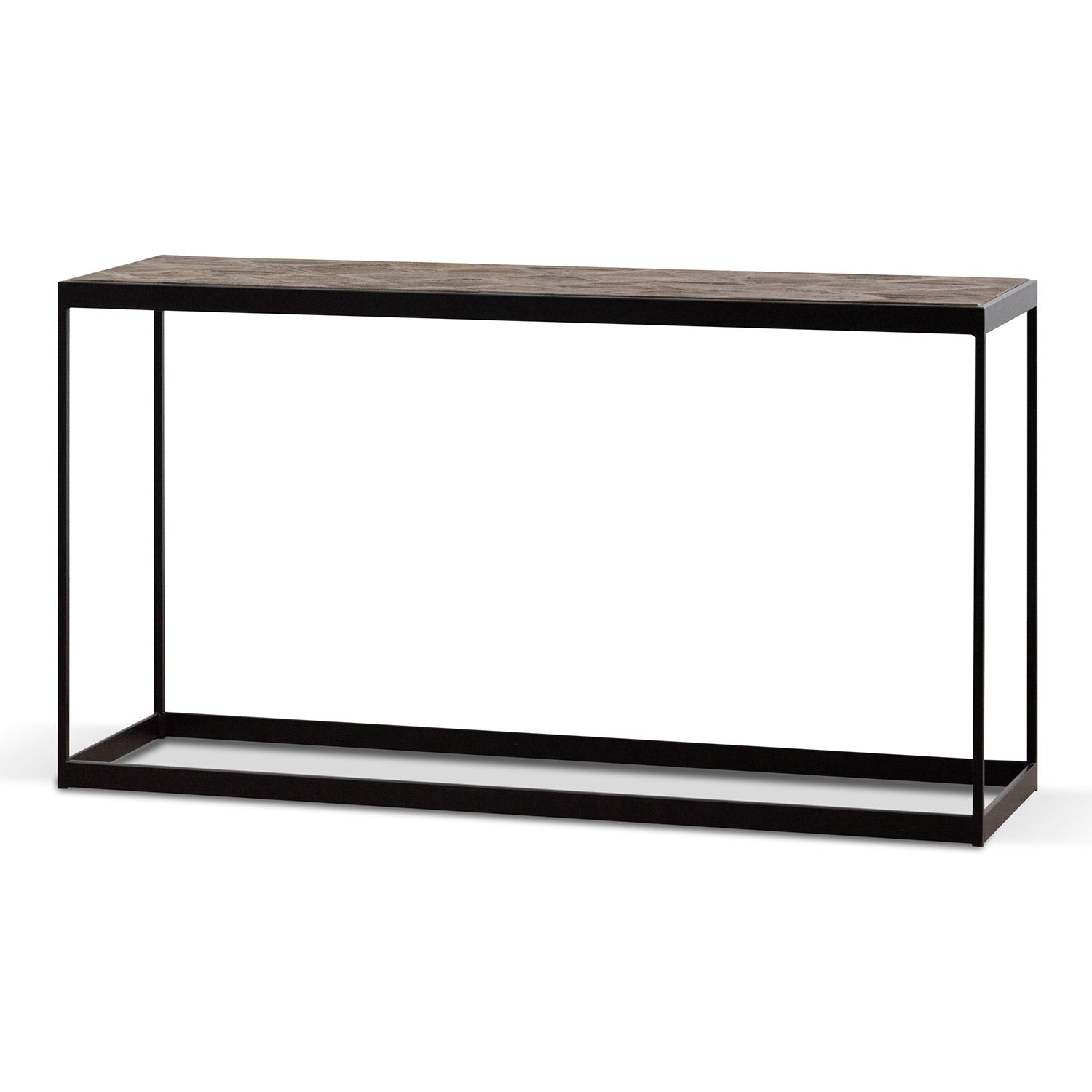 Ian 140cm Console Table in Dark Natural - Black Frame