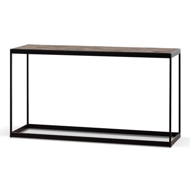 Ian 140cm Console Table in Dark Natural - Black Frame