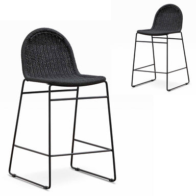 Kelton 65cm Barstool - Full Black (Set of 2)