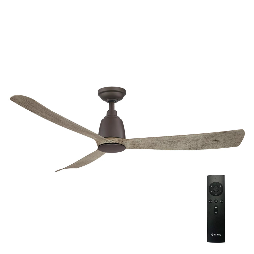360Fans Kute 52″ (132cm) Graphite/Weathered Wood 3 Blade DC Ceiling Fan & Remote Control