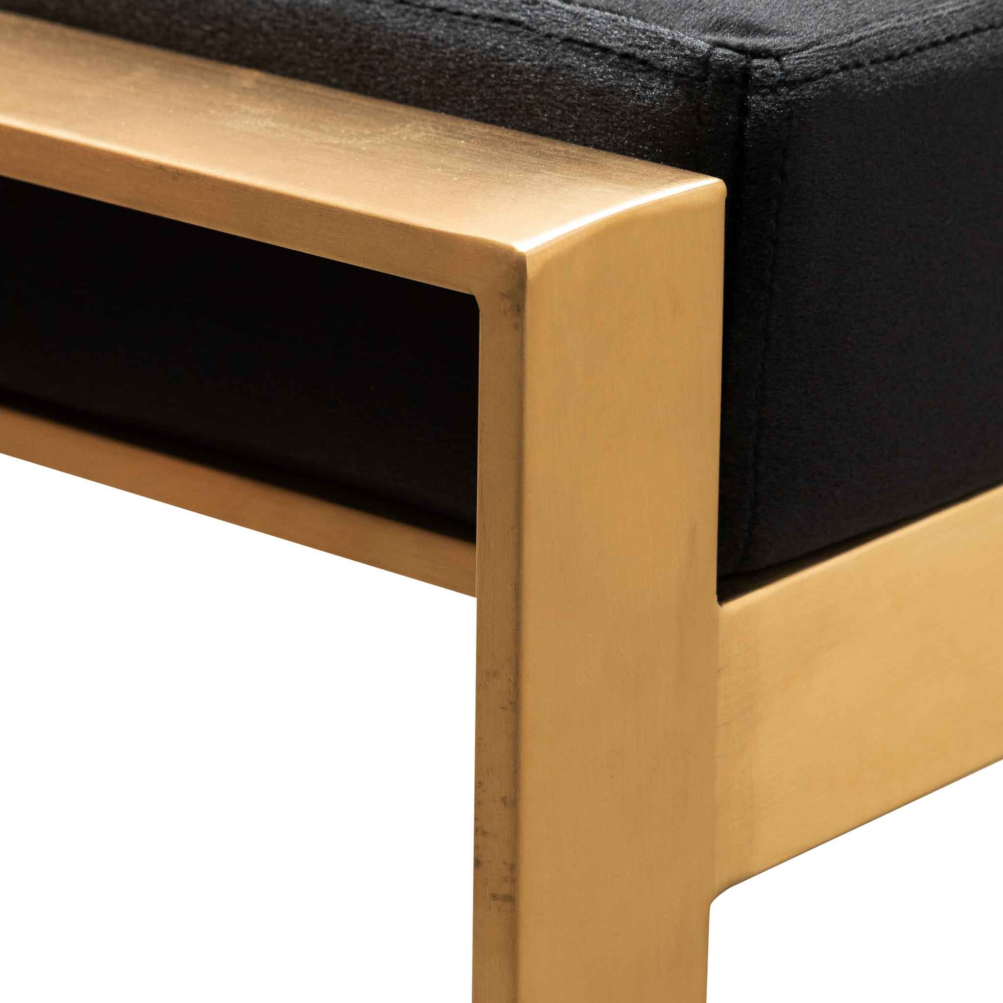 Carson Black Velvet Ottoman - Gold Base