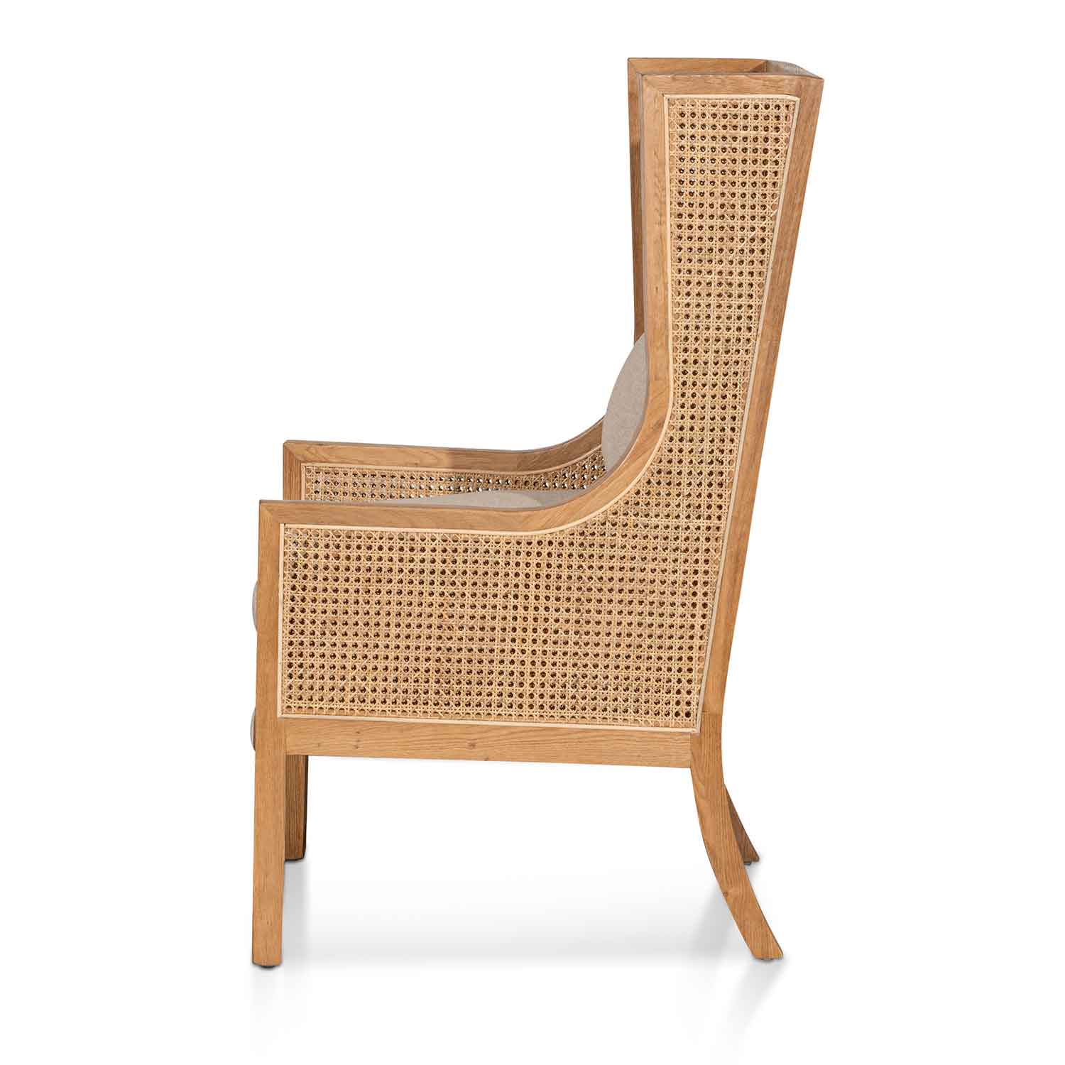 Lowell Wingback Rattan Armchair - Distress Natural - Sand White