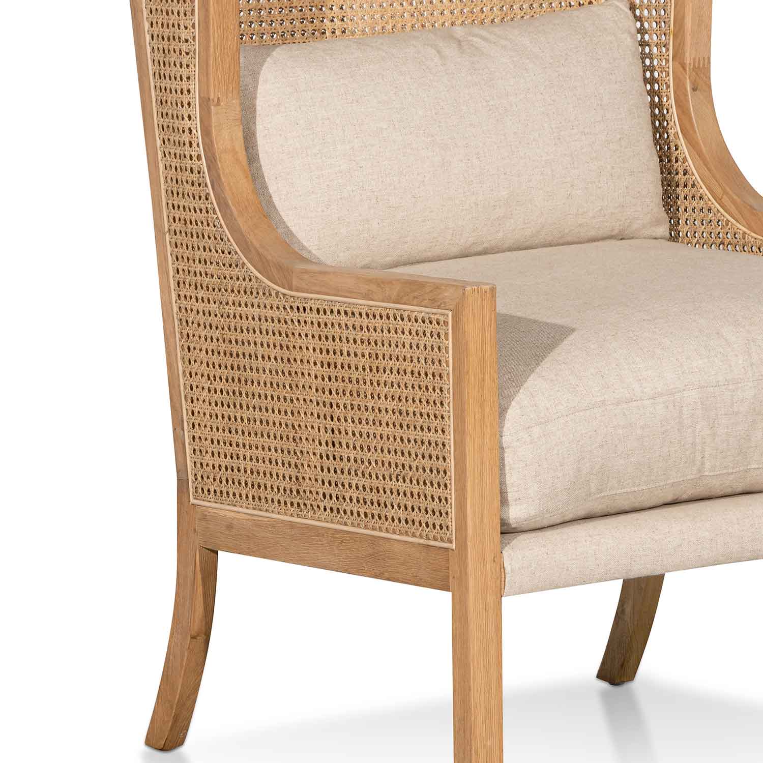 Lowell Wingback Rattan Armchair - Distress Natural - Sand White