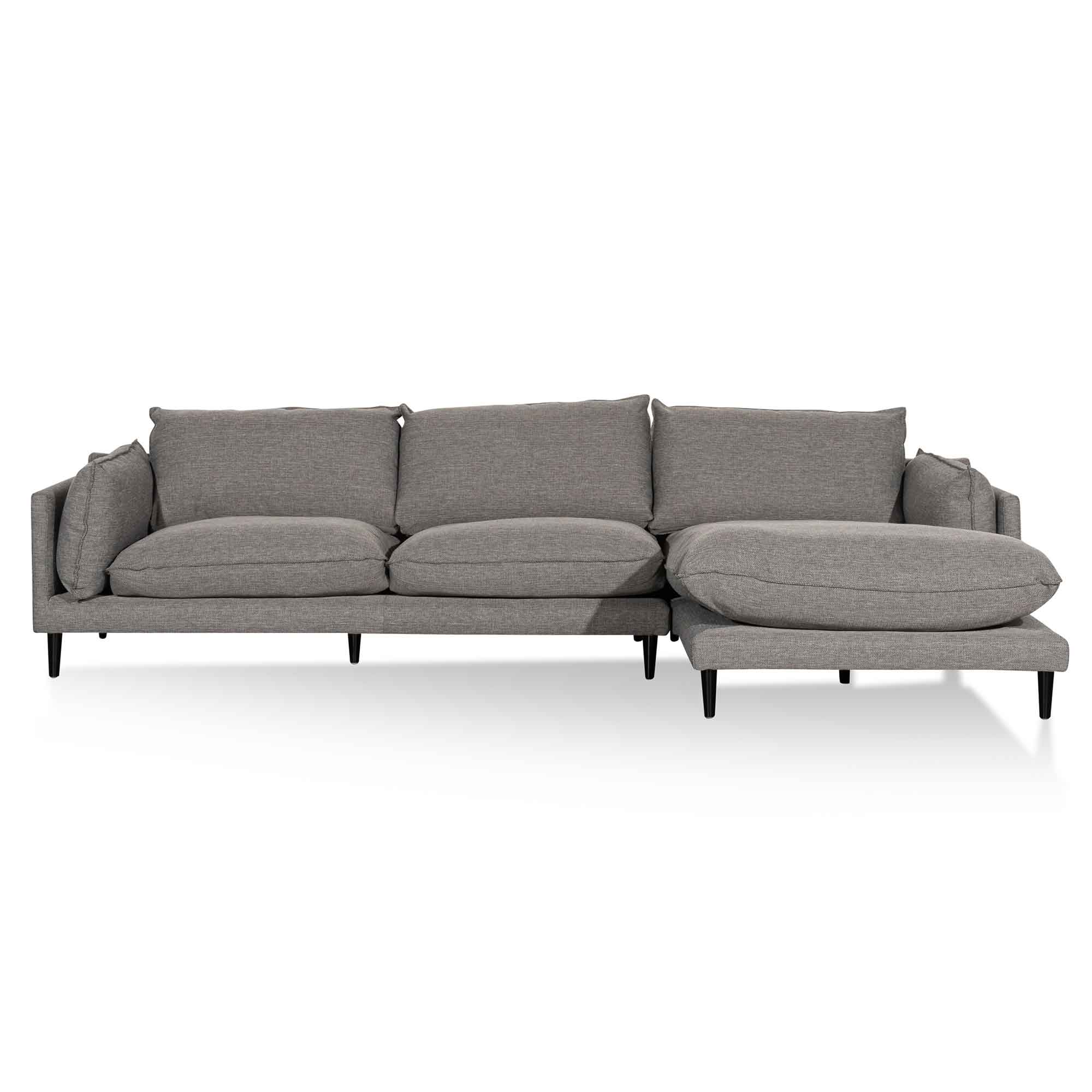 Lucio 4 Seater Right Chaise Fabric Sofa - Graphite Grey