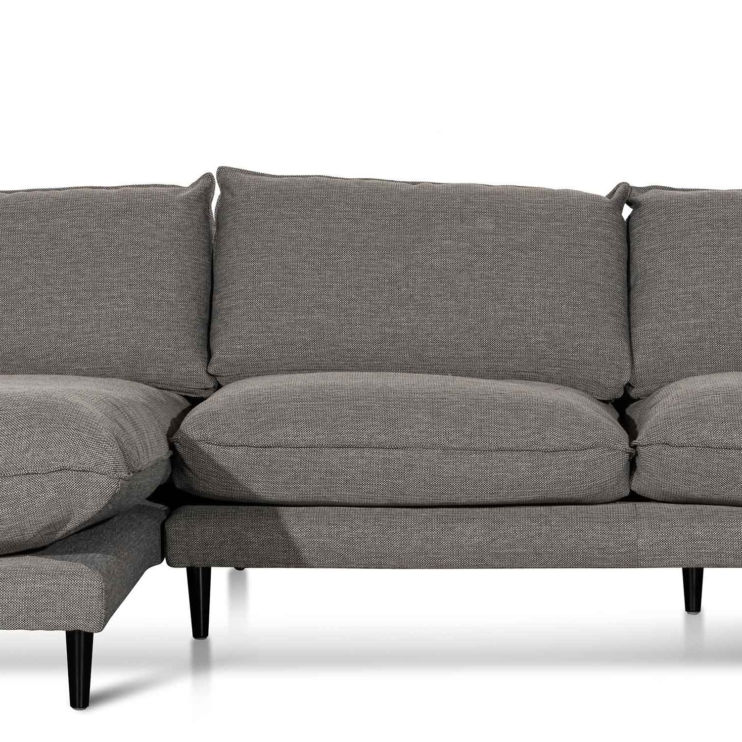 Lucio 4 Seater Left Chaise Fabric Sofa - Graphite Grey