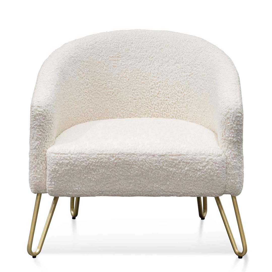 Armchair - Ivory White Synthetic Wool