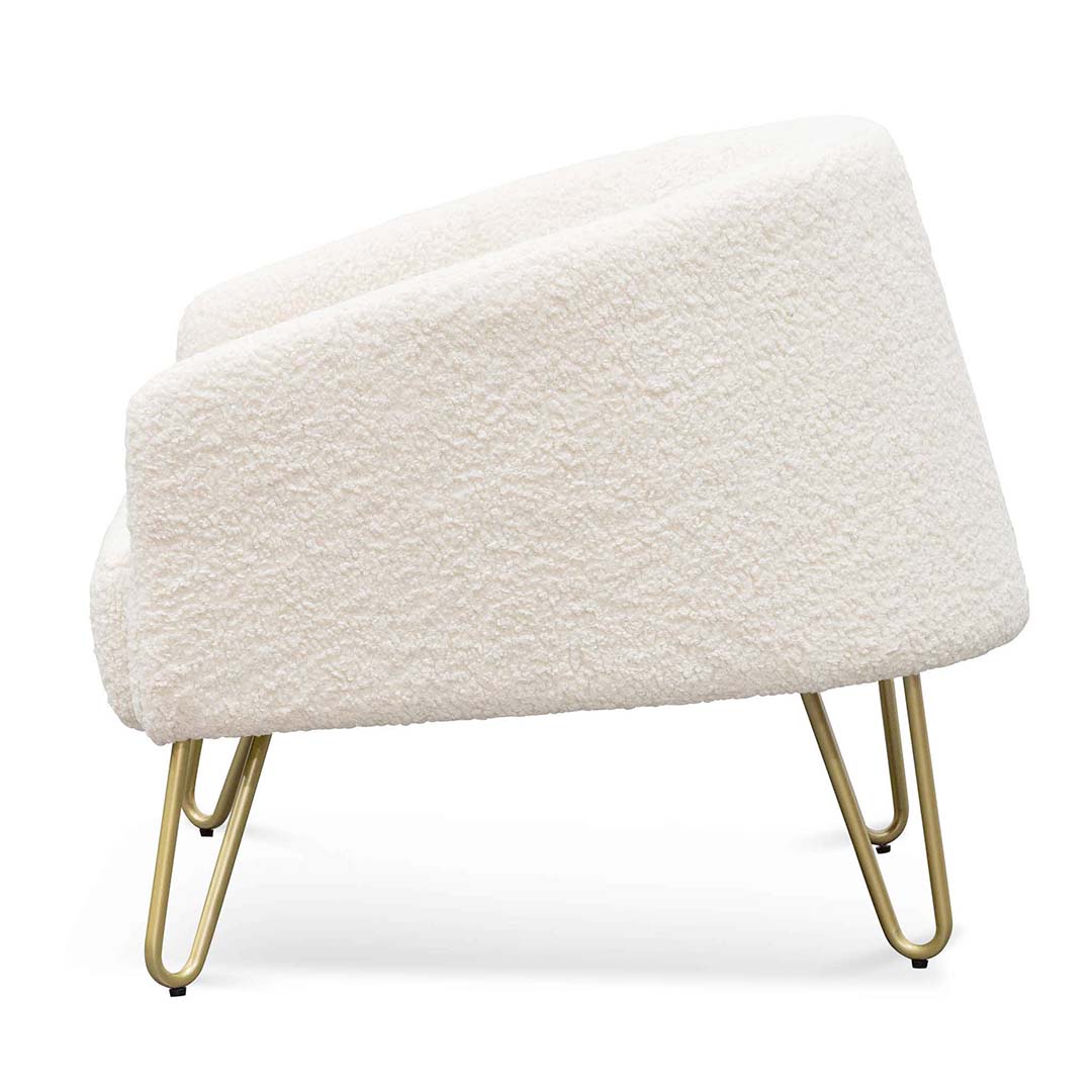 Armchair - Ivory White Synthetic Wool