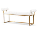 CLC6771-BS Ivory White Boucle Bench - Brushed Gold Base