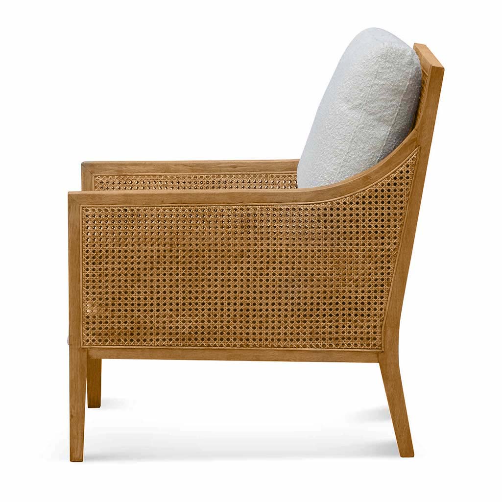 Rattan Arm Chair - Ivory White Boucle