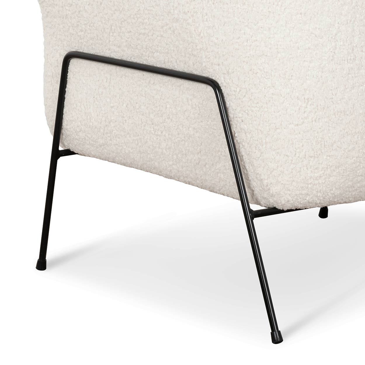 Ivory White Sherpa Armchair - Black Legs