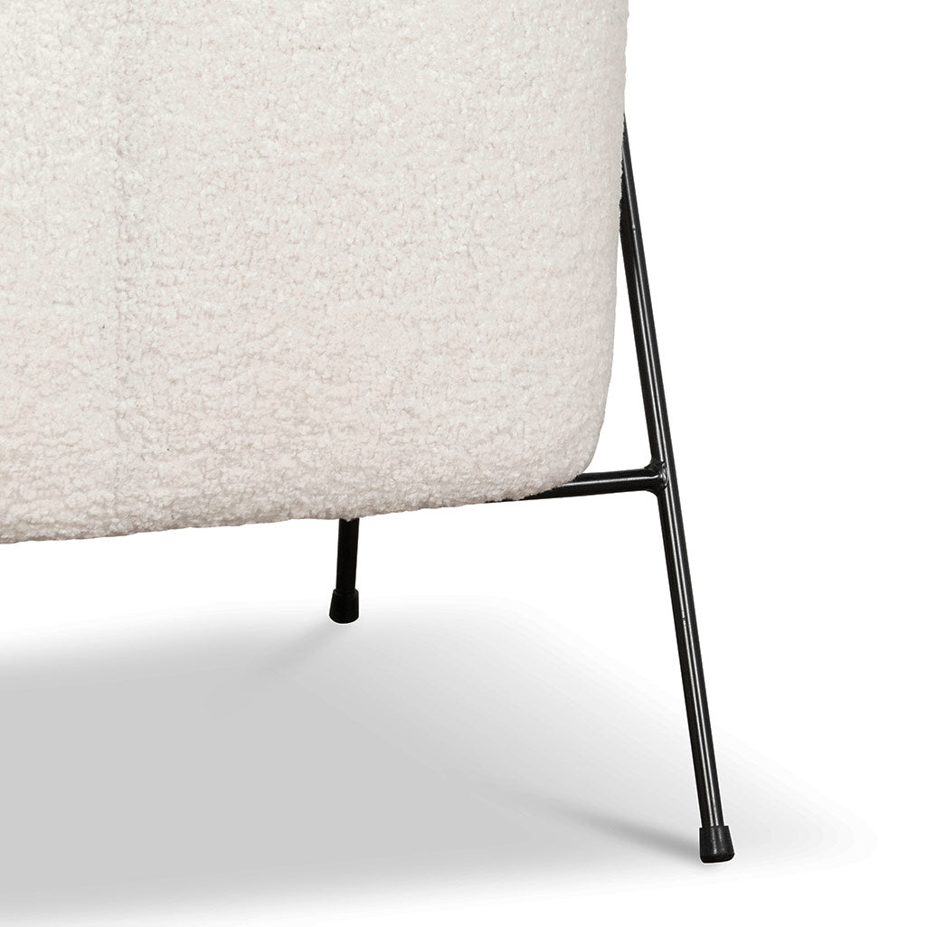 Ivory White Sherpa Armchair - Black Legs