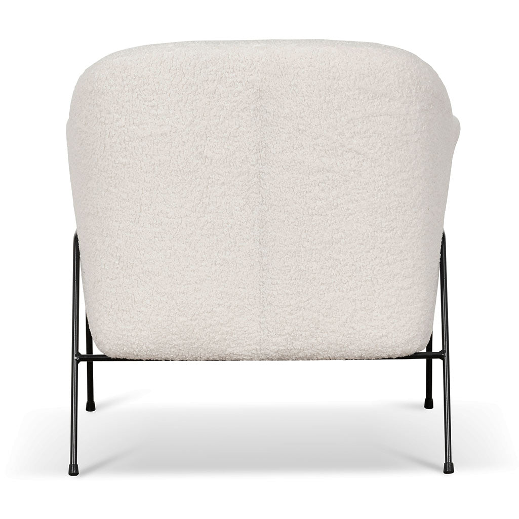 Ivory White Sherpa Armchair - Black Legs