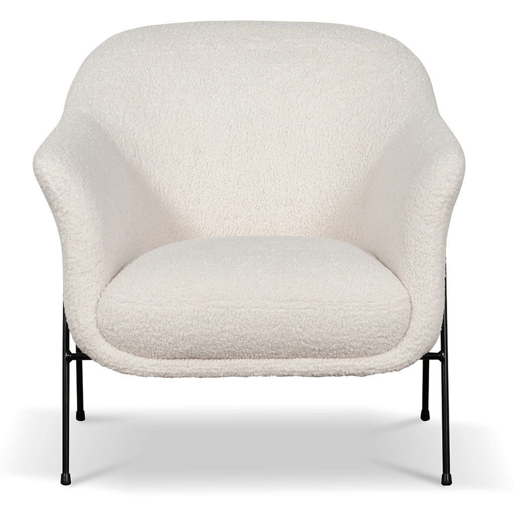 Ivory White Sherpa Armchair - Black Legs