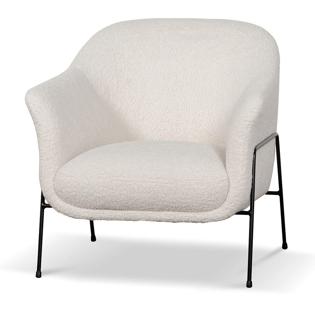 Ivory White Sherpa Armchair - Black Legs