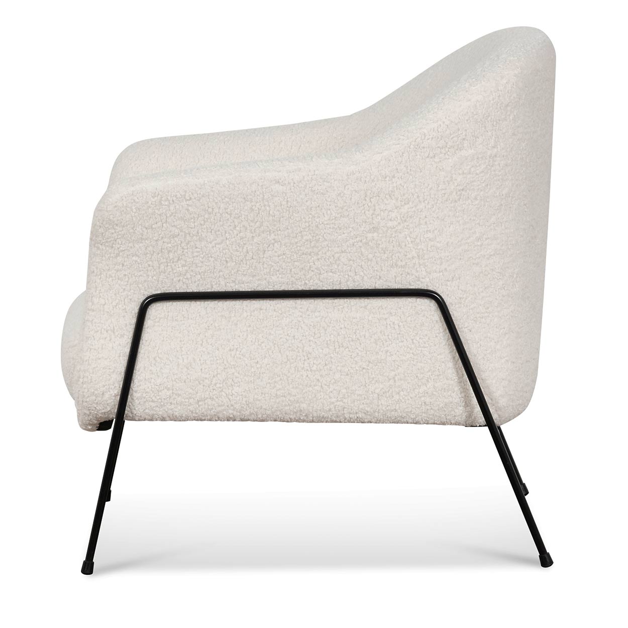 Ivory White Sherpa Armchair - Black Legs