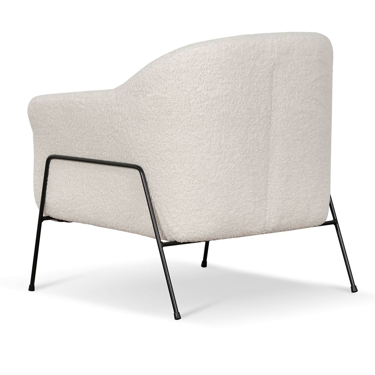 Ivory White Sherpa Armchair - Black Legs