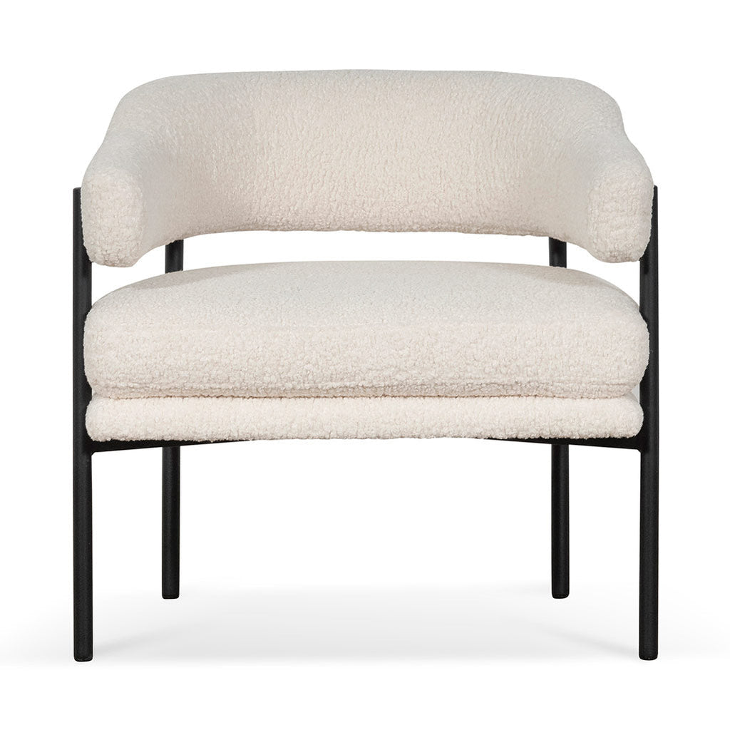 Ivory White Sherpa Armchair - Black Legs
