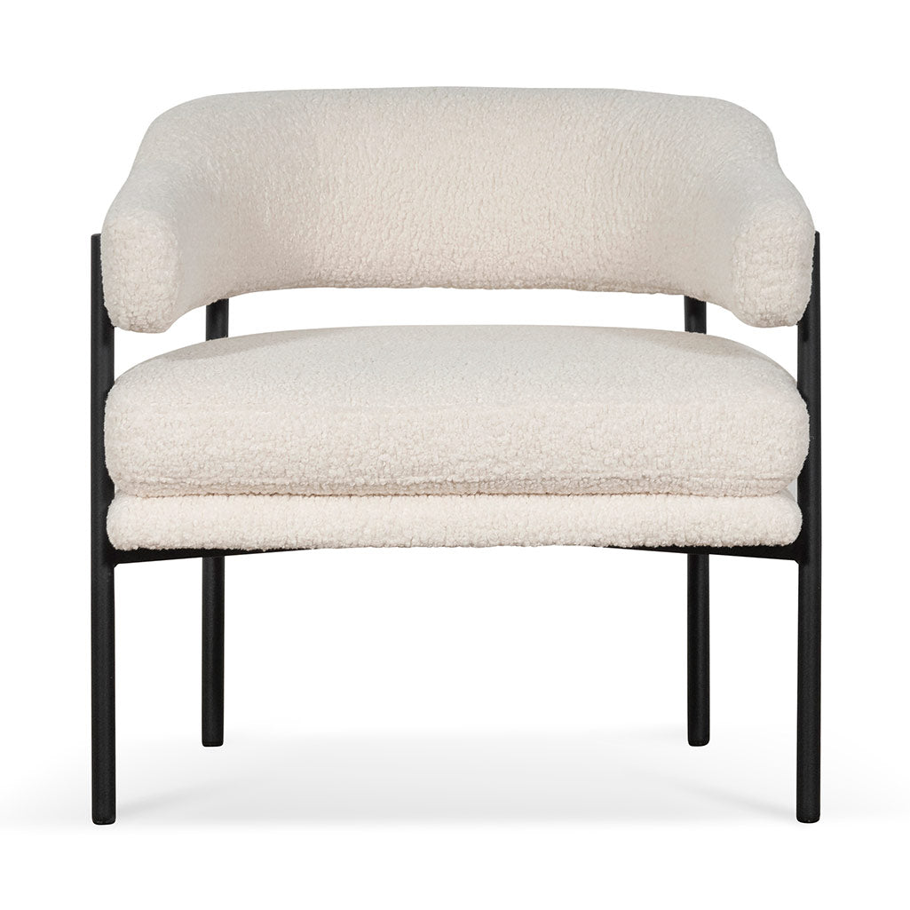 Ivory White Sherpa Armchair - Black Legs