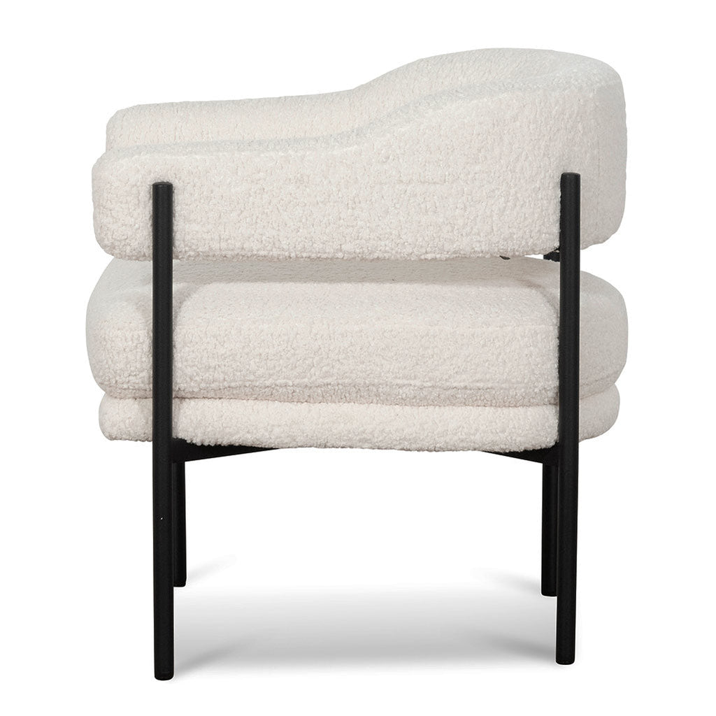 Ivory White Sherpa Armchair - Black Legs