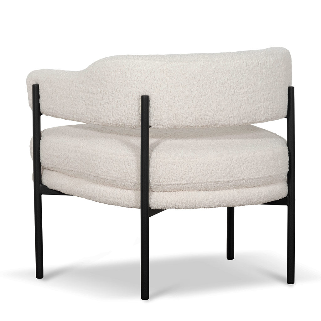 Ivory White Sherpa Armchair - Black Legs