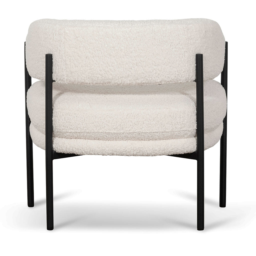 Ivory White Sherpa Armchair - Black Legs