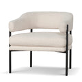 Ivory White Sherpa Armchair - Black Legs