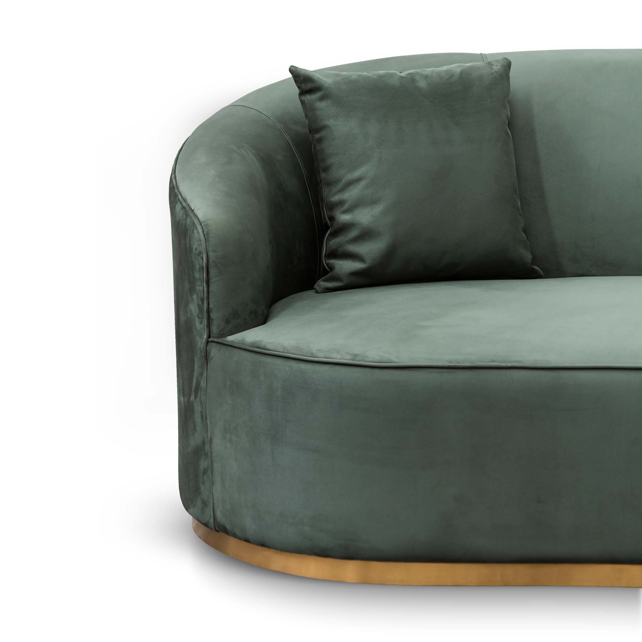 Dark Green Velvet 3 Seater Sofa