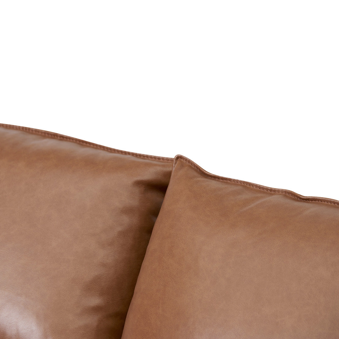 Lucio 4 Seater Left Chaise Leather Sofa - Caramel Brown