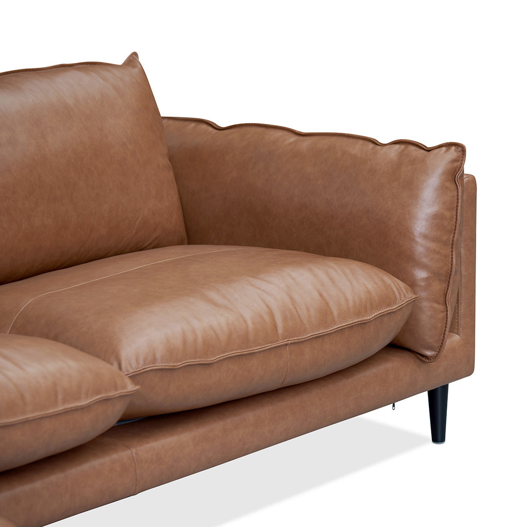 Lucio 4 Seater Left Chaise Leather Sofa - Caramel Brown