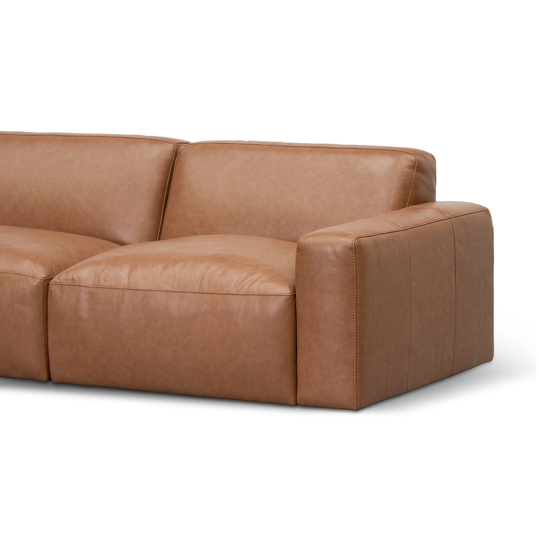 Caramel 4 Seater Sofa - Brown Leather