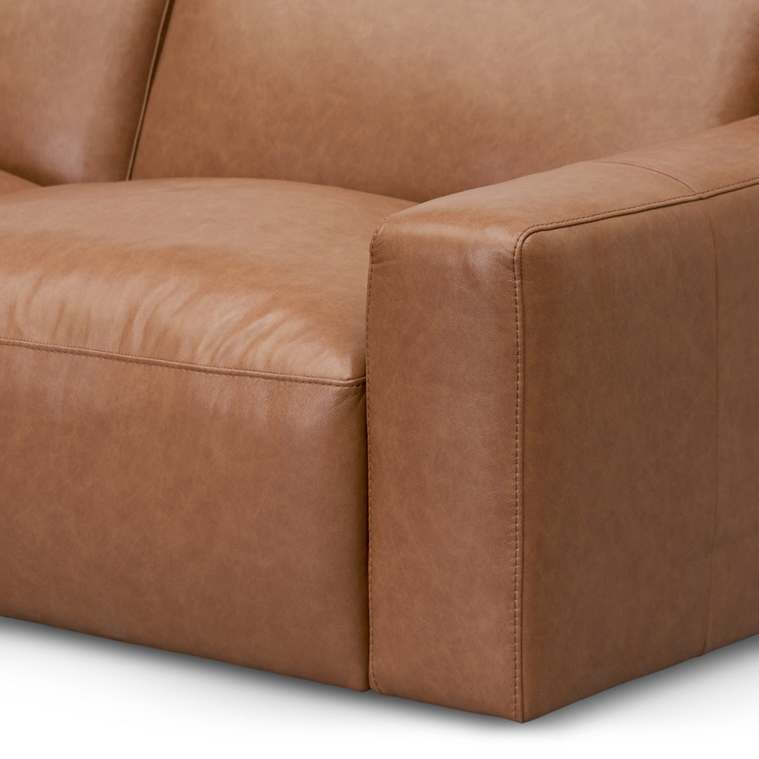 Caramel 4 Seater Sofa - Brown Leather