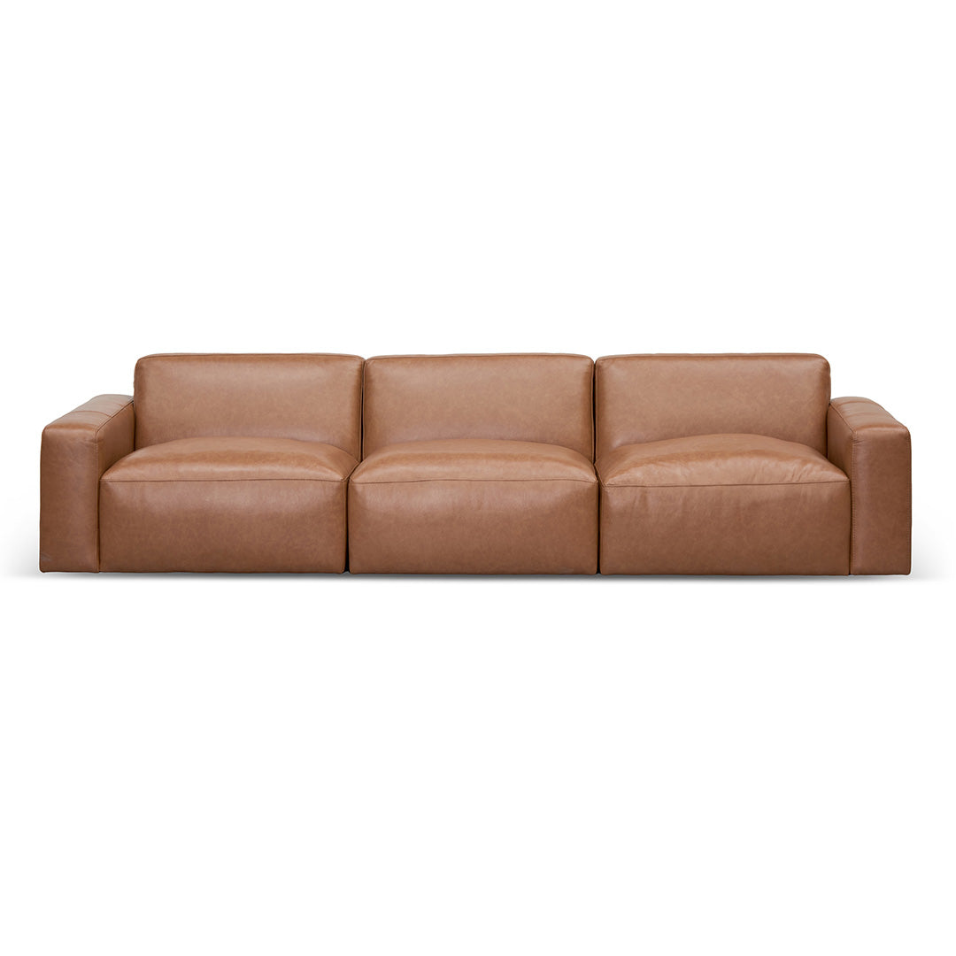 Caramel 4 Seater Sofa - Brown Leather