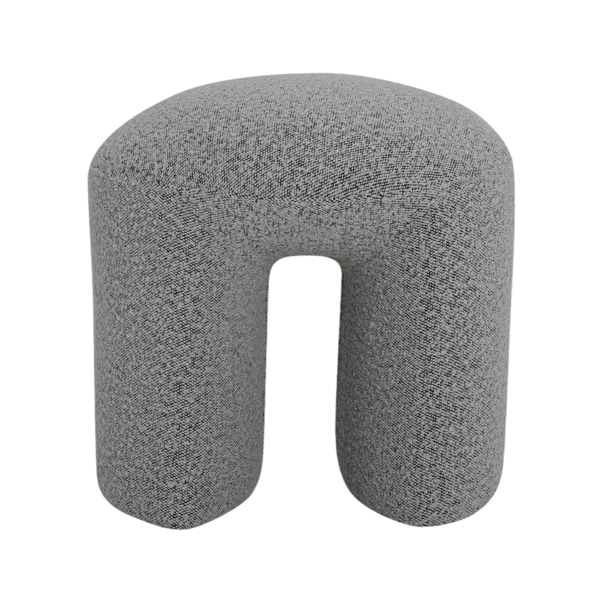 Pepper Boucle Round Ottoman