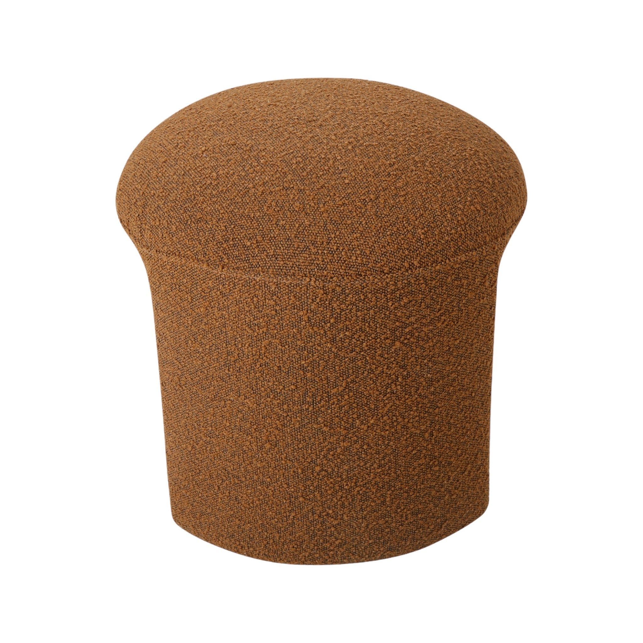 Brown Boucle Round Ottoman